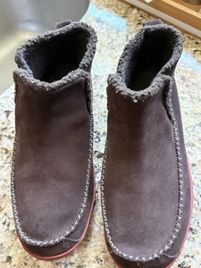 LL Bean Mountain Slipper Boot Mocs Fleece Lined Brown Suede Slip On Mens Sz 10 M - Bild 1 von 7
