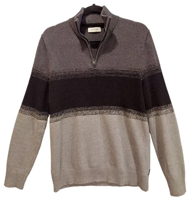 Calvin Klien Cárdigan Hombre L Algodón Gris Negro Punto Ajustado 1/4 Cremallera Carrera Hipster Foto 1 de 4
