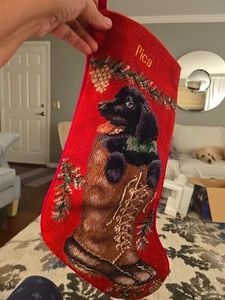 Vintage Strumpf Weihnachten Pudel im Stiefel 18" - Bild 1 von 4