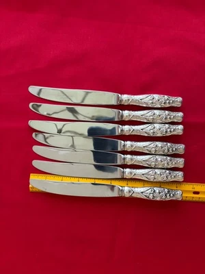 Juego de 6 cuchillos de cena de plata de ley Lily of the Valley Foto 1 de 2