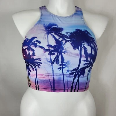 Bongo TANKINI TOP Juniors Talla L Palmeras Púrpura Azul Nadar Nuevo con Etiquetas It's A Jungle Foto 1 de 4