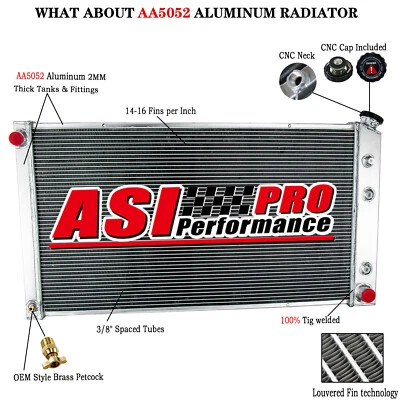 4-Row Aluminum Radiator fit 1989 1990 91 CHEVY GMC R2500 R3500/ V2500 V3500 7.4L Foto 1 de 4