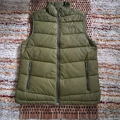Chaleco acolchado Mountain Hardware plumón de ganso verde bosque cremallera completa para hombre mediano M Foto 1 de 3
