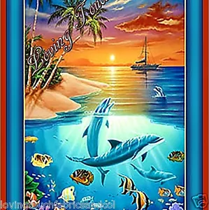 QUILTING TREASURES "DELFININSEL" 24591-Q FISCH OZEAN STOFF PRO PANEL 24"X44" - Bild 1 von 2
