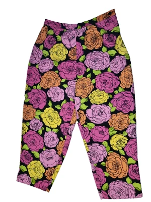 Pantalones Briggs Para Mujer Talla 10 Vintage Capri Estampado Floral Botón Lateral y Cremallera Plisados Foto 1 de 4