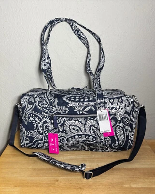 Vera Bradley Small Travel Duffel in Deep Night Paisley Neutral NWT - Perf. Twill - Image 1 of 4