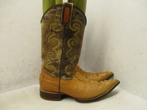 Cuatralba Mens Cowboy Boot Croc Embossed Leather Western Pointy Toe Boots Sz 8.5 - Picture 1 of 14