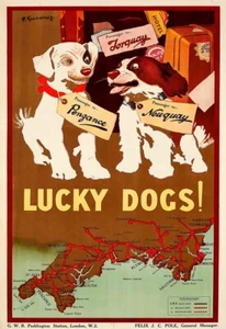 Póster de viaje Lucky Dogs Torquay Penzance tren Newquay tren - Imagen 1 de 1