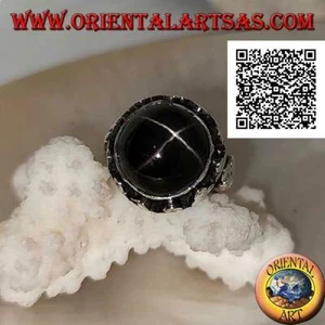 Anello in Argento 925‰ Black Star tonda su montatura alta con tris di dischi - Imagen 1 de 2