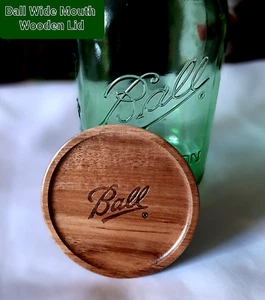 BALL WOODEN Mason Jar LID ~ WIDE MOUTH ~ AirTight ~ Food Storage Rubber Seal - Picture 1 of 19