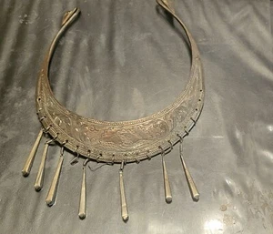 Vintage Thailand Hill Tribe Silver Tone Bib Necklace choker Collar Peacock Motif - Picture 1 of 13
