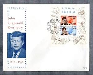 Rwanda 1965 sheet space/moon/Raumfahrt/Kennedy stamps (Michel Bl.5) on FDC - Picture 1 of 1
