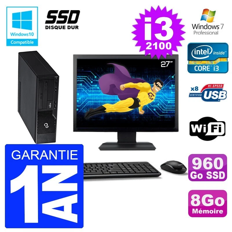 PC Fujitsu Esprimo E500 E85 + Dt Bildschirm 27 " i3-2100 RAM 8Go SSD 960Go DVD - Bild 1 von 1