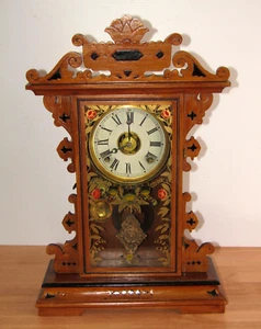 Antique rare E.N. Welch 1885 "SCHILLER" Ornate Ash 8 Day Mantle Clock - Repair - Picture 1 of 22