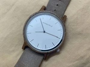 Wood Wrist watch Kerbholz Walter Walnut Concrete Grey Work Leather strap DEFECT - Picture 1 of 24