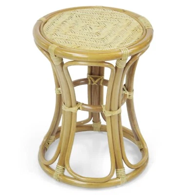 Handmade Breeze Stool Ottoman Pouf Rattan Wicker Flower Stand, Natural Color - Image 1 of 4