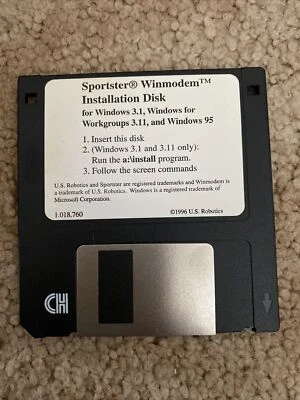 Disquete de instalación US Robotics Sportster Winmodem 1996 para Windows Foto 1 de 2