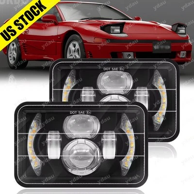Pair 4x6" inch LED Headlight Hi/Low Beam DRL Headlamp For Mitsubishi 3000GT - Image 1 of 4