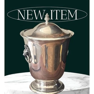 Vintage Reed & Barton 2229 Silverplated Champagne Cooler Bucket Lid Lion Handle - Picture 1 of 9