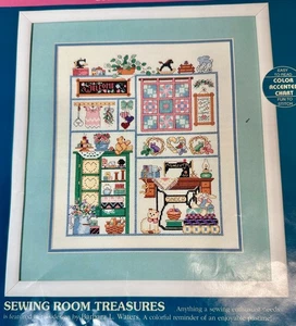 Sunset SEWING ROOM TREASURES Cross Stitch Kit~Barbara Waters #13573 STARTED - Picture 1 of 6