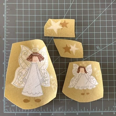 Ballet Whispers 2 Angels 2 Stars Fabric Appliqué Iron On Patch - Image 1 of 2