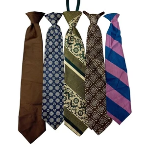 5 pc Vintage 60 70's Clip On Neck Tie LOT MoD GEOMETRIC STRIPE Disco Pimp Ties - Picture 1 of 5