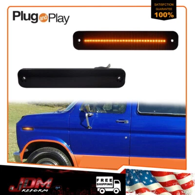 L+R Lente Ahumada LED Ámbar Luz Marcadora Frontal Para Ford E-350 Econoline 75-91 Foto 1 de 4