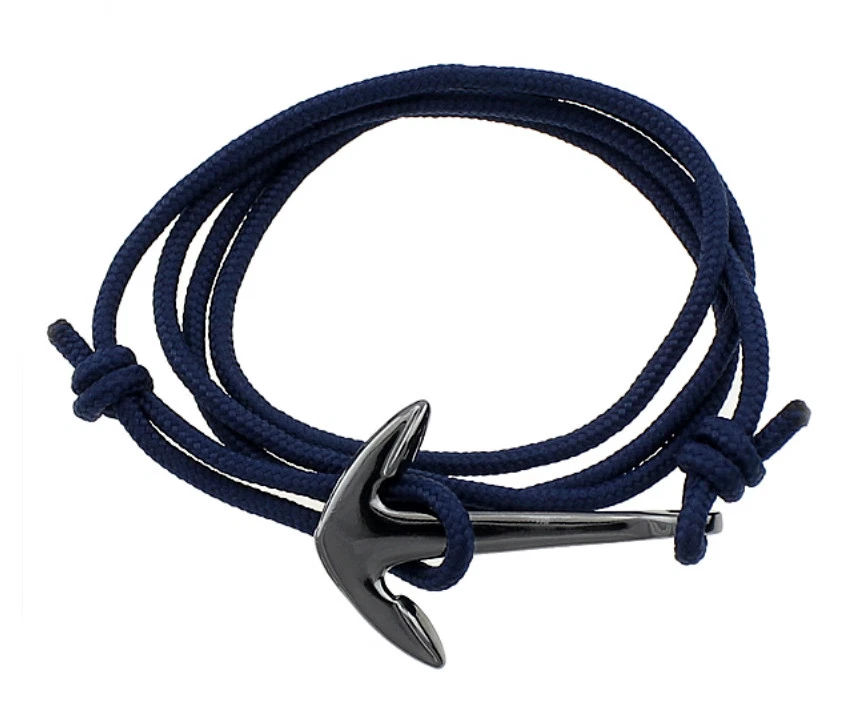 Ankerarmband schwarz blau 56 cm Strand Surfer Unisex 18 cm Umfang - Bild 1 von 1