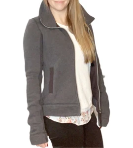 Lululemon En Route Heathered Black Gray Zipper Back Collared Jacket Women’s Sz 8 - Picture 1 of 12