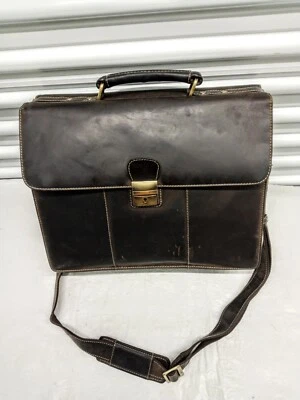 Visconti London Distressed Brown Leather Messenger Courier Brief Case - Image 1 of 4