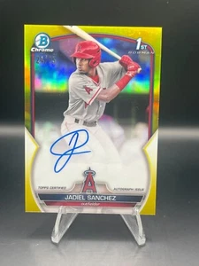 Bowman Jadiel Sánchez 1st Prospects 2023 refractor amarillo automático #'d/75 CPA-JSZ - Imagen 1 de 2