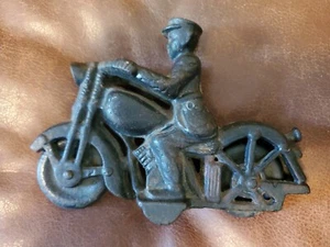 Vintage: Black Cast Iron Motorcycle Figurine - Picture 1 of 5