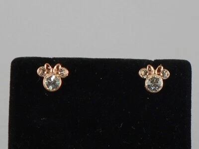 Brincos folheados a ouro rosa da Disney MINNIE MOUSE PEDRA DE NASCIMENTO transparente abril $85 - Imagem 1 de 2