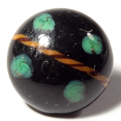 Vintage Czech green satin floral twist striped rosette shank art glass button Cover