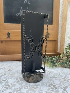 Ancien Porte Allumettes en Fer Forgé pour Cheminée Accessoire Vintage - Imagen 1 de 11