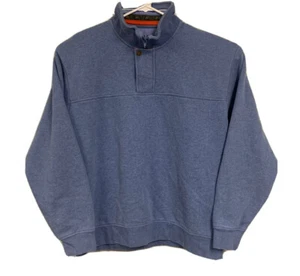 Orvis Pullover 1/4 Zip Fleece Button Sweater Size Large Blue - Picture 1 of 10