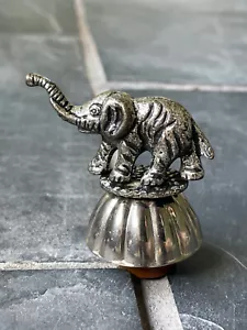 GREAT Vintage Elephant Wine Stopper Topper Italy Silver Tone Ornate Estate - Picture 1 of 13