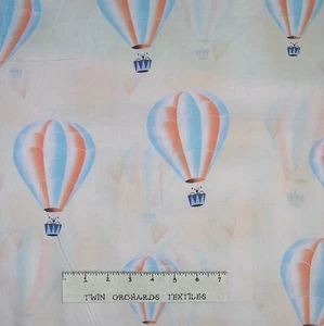 Arctic Kiss Fabric - Peach & Blue Hot Air Balloon on Cream - Lecien YARD - Picture 1 of 1
