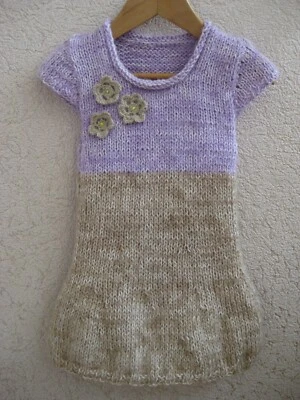 Vestido Crochet Túnica Sin Mangas Lana Cálido Tejido a Mano 12-18 Meses Foto 1 de 3