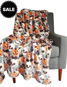 Cynthia Rowley Throw Blanket Fleece Halloween Skulls Cats Almost Gone NWT - Picture 1 of 5