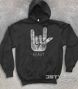 HORN HEAVY METAL HARD ROCK BLACK SABBATH HEAVEN AND BRIGHT HORNS UNISEX SWEATSHIRT - Picture 1 of 4