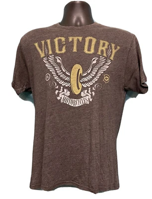 Camiseta Victory Mororcycle Alas y Rueda Delantera Gris Talla Mediana A9 Foto 1 de 4