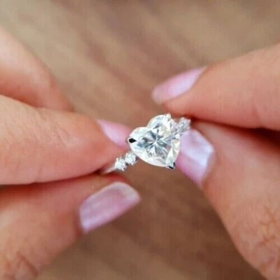 1.10Ct Heart EF/VVS Lab Grown Diamond Solitaire Engagement Ring 14K White Gold - Image 1 of 4