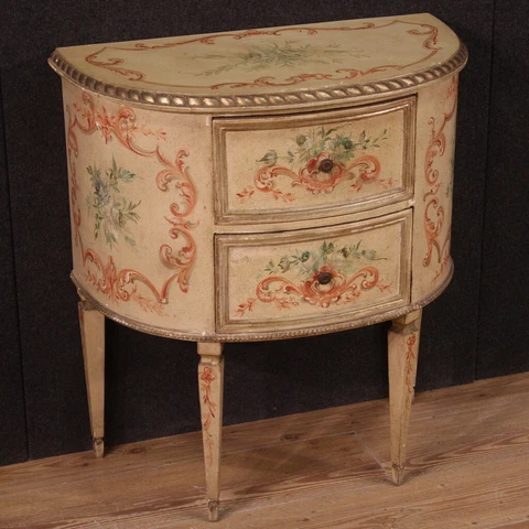 Half moon commode lacquered painted antique style furniture cabinet 900 Cover