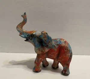 Feng Shui Colorful Elephant Trunk Statue Lucky Figurine Gift & Home Decor,5”H - Picture 1 of 8
