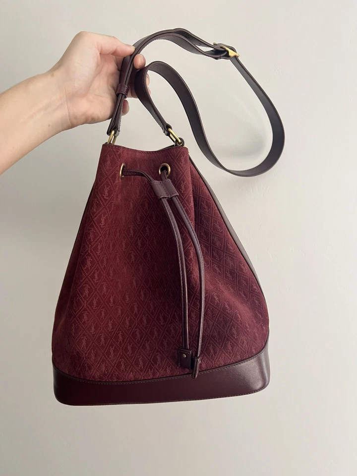 Saint Laurent Suede Monogram Bucket Bag - Image 1 of 4