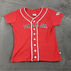 Dale Earnhardt Jr. Shirt Girls Medium Chase Authentics Full Snap Button Red