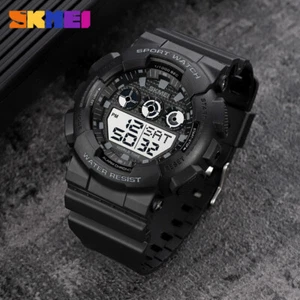 5Bar Date Digital Waterproof 1857 Mens SKMEI LED Light Wristwatch Sport Time - Picture 1 of 10