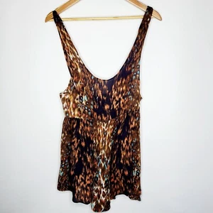 One Teaspoon Size M Brown Animal Print Lightweight Pockets Romper Short Overalls - Picture 1 of 12