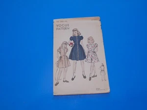 VTG 1940s Vogue Sewing Pattern 2402 Girls One Piece Dress Size 8  - Picture 1 of 3